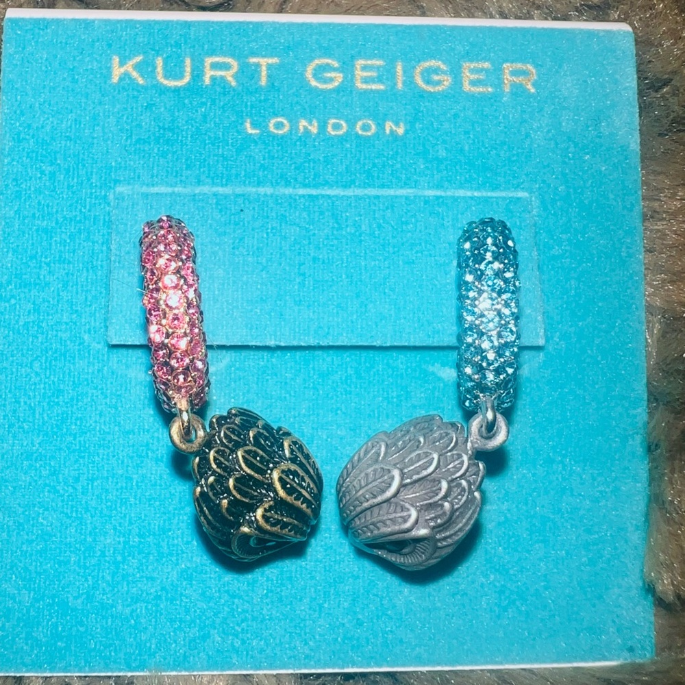 Kurt Geiger Two-Tone Crystal Hoop Earrings with Textured Drops